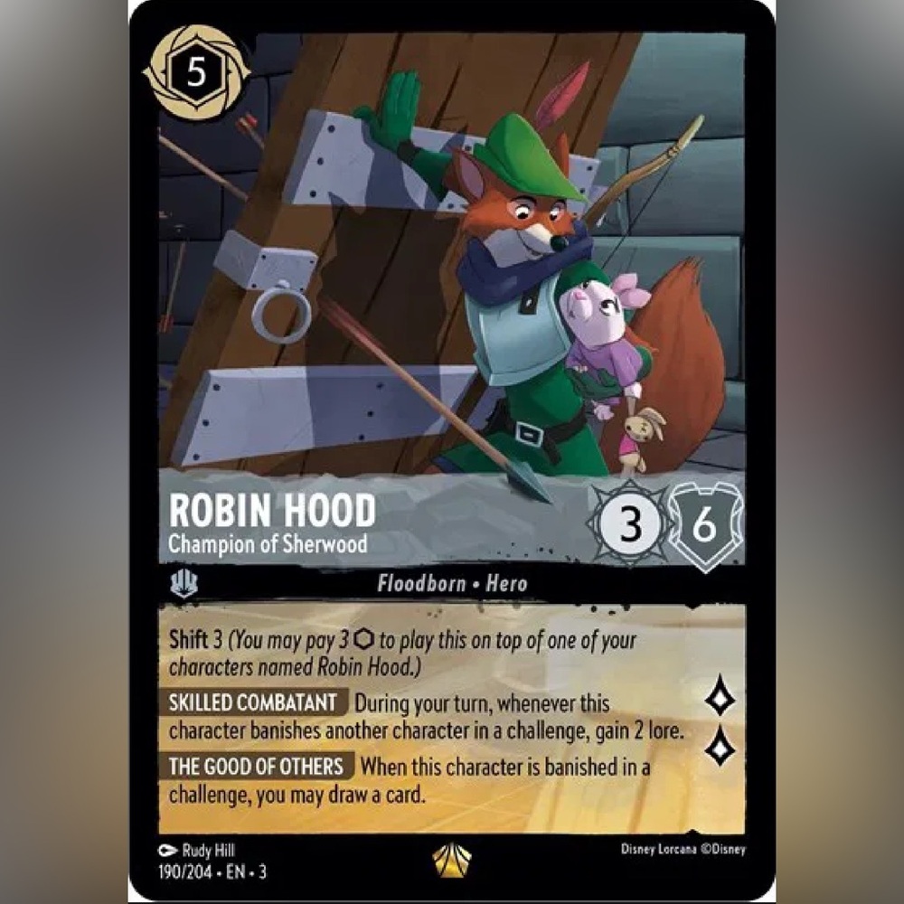 Disney Lorcana Legendary Robin Hood Champion Sherwood Foil Card 190/204 EN 3